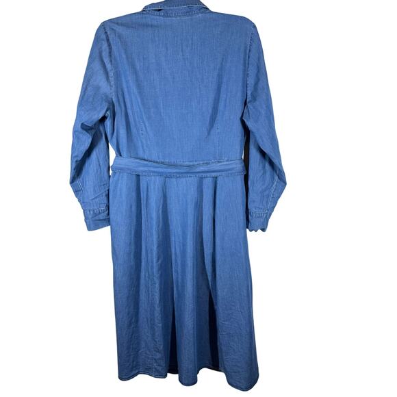 Boden Mid Vintage Denim Button Front Tie Belt Maxi Dress Women's 20 Casual Chic - Picture 6 of 13